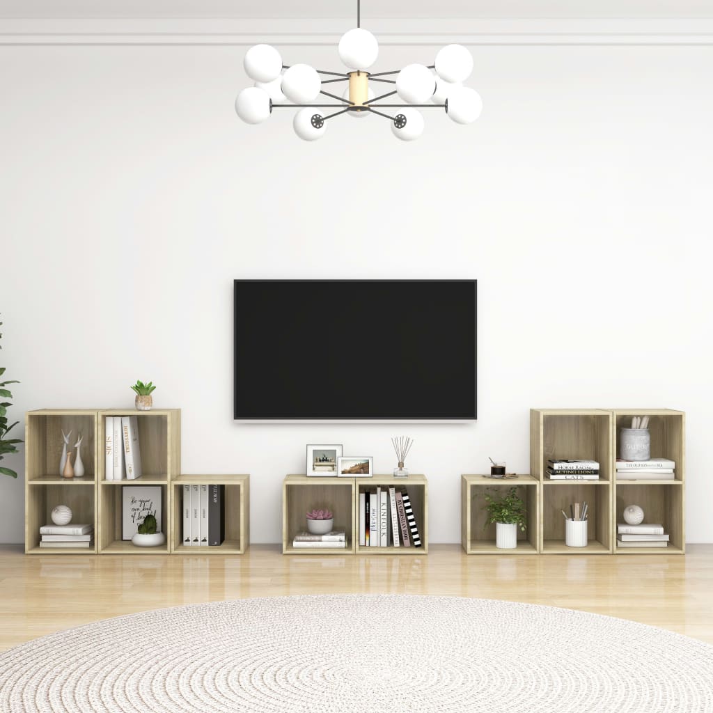 TV-benksett 8 deler sonoma eik sponplate