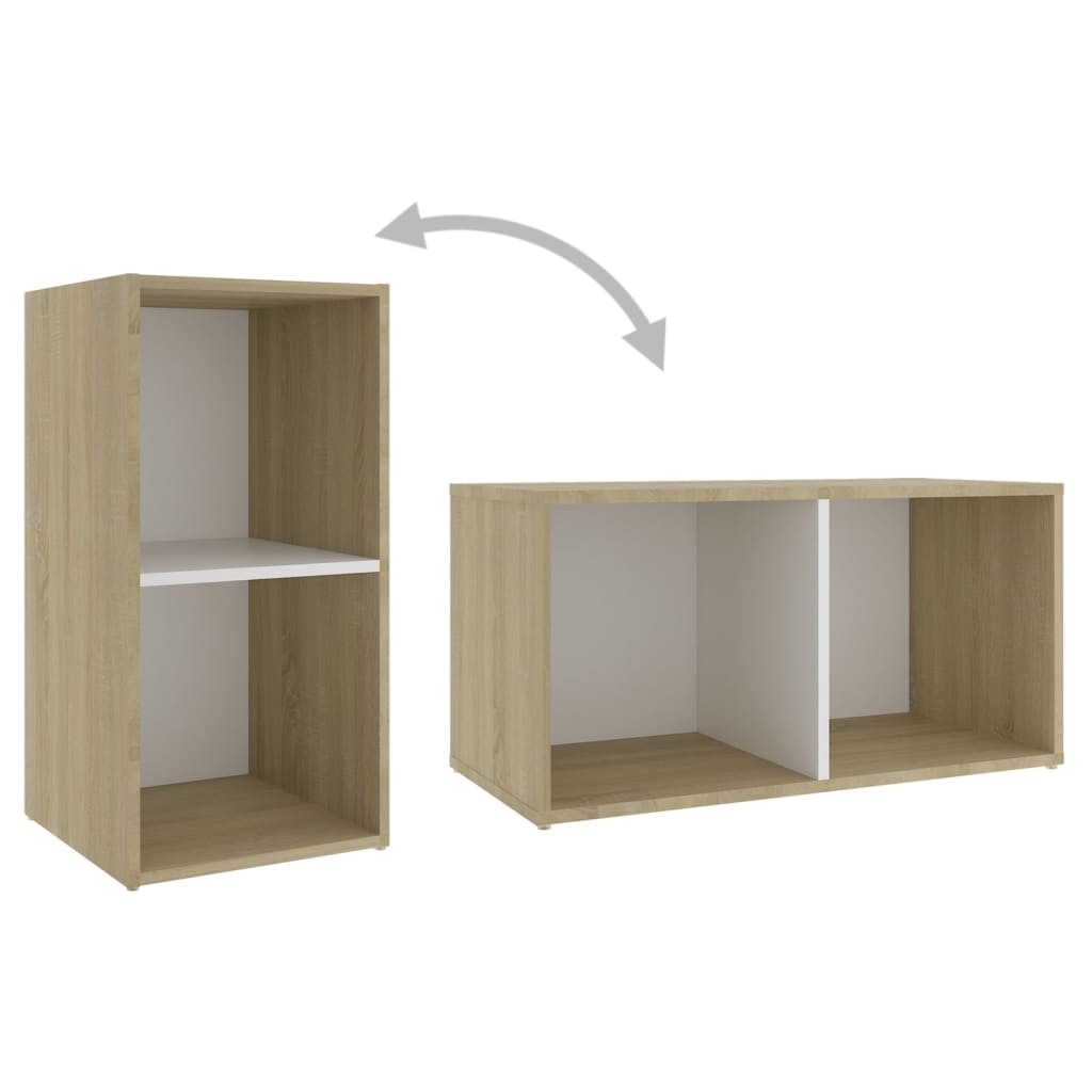 vidaXL 8 Piece TV Cabinet Set White and Sonoma Oak Chipboard
