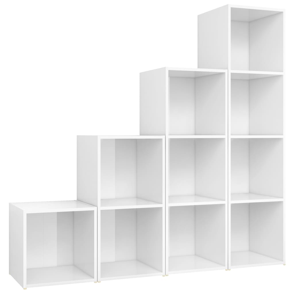 KALLAX –  Meuble TV bibliothèque 4 pcs 10 boxes Blanc brillant | meublestv.fr 3