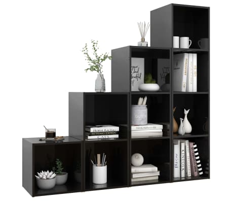 vidaXL 4-tlg. TV-Schrank-Set Hochglanz-Schwarz Holzwerkstoff