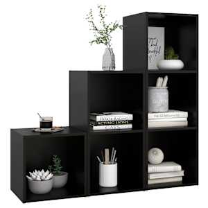 vidaXL Televizoriaus spintelių komplektas, 3 dalių, juodas, MDP