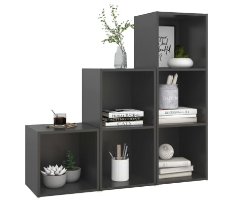 vidaXL 3 Piece TV Cabinet Set Grey Engineered Wood