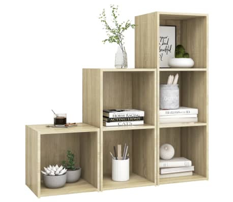 vidaXL Ensemble de meubles TV 3 pcs Ch&ecirc;ne sonoma Bois d'ing&eacute;nierie
