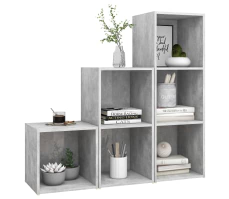 vidaXL 3-tlg. TV-Schrank-Set Betongrau Holzwerkstoff