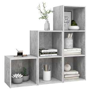 vidaXL Televizoriaus spintelių komplektas, 3 dalių, betono pilkas, MDP