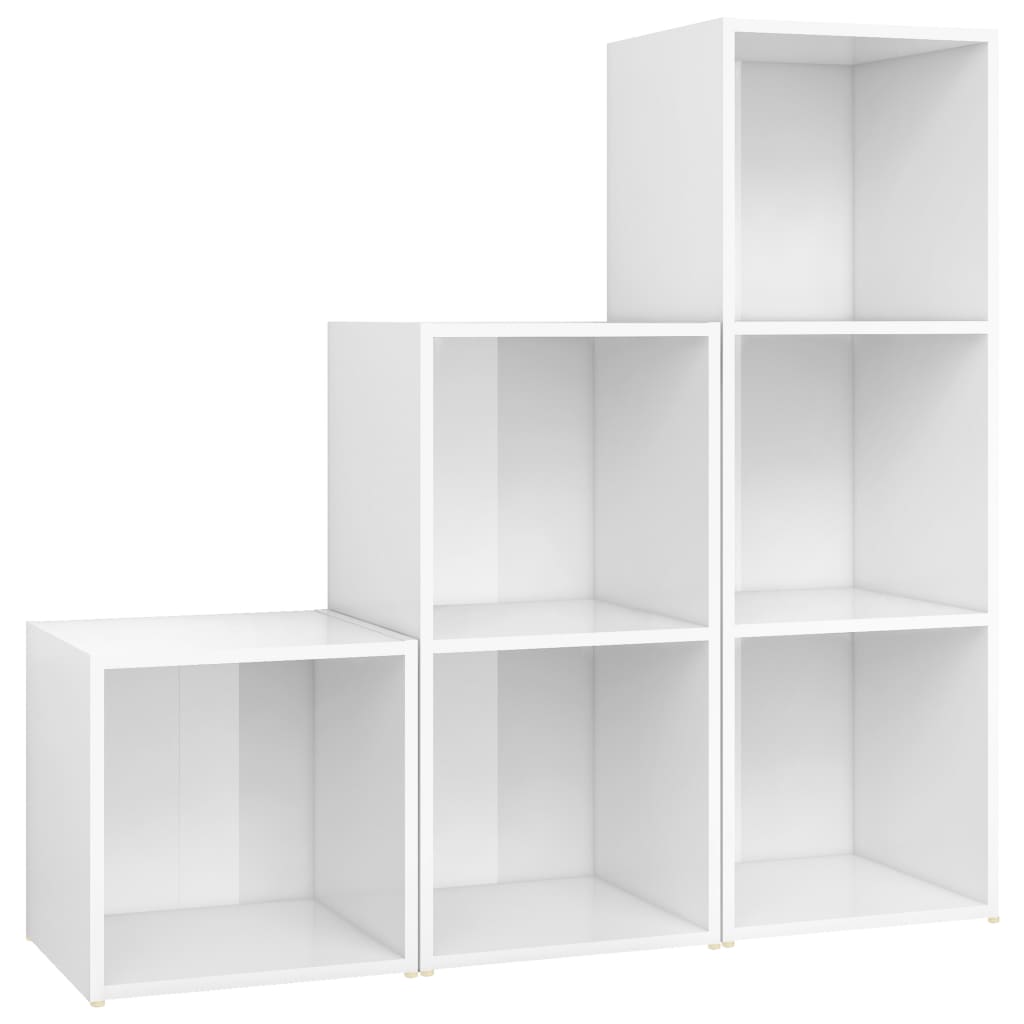 KALLAX –  Meuble TV bibliothèque 3 pcs 6 boxes Blanc brillant | meublestv.fr 2