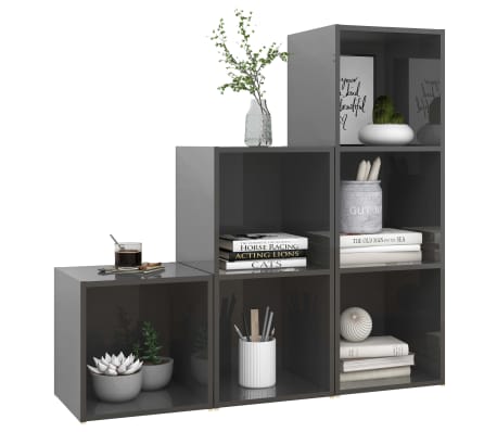 vidaXL Televizoriaus spintelių komplektas, 3 dalių, pilkas, MDP