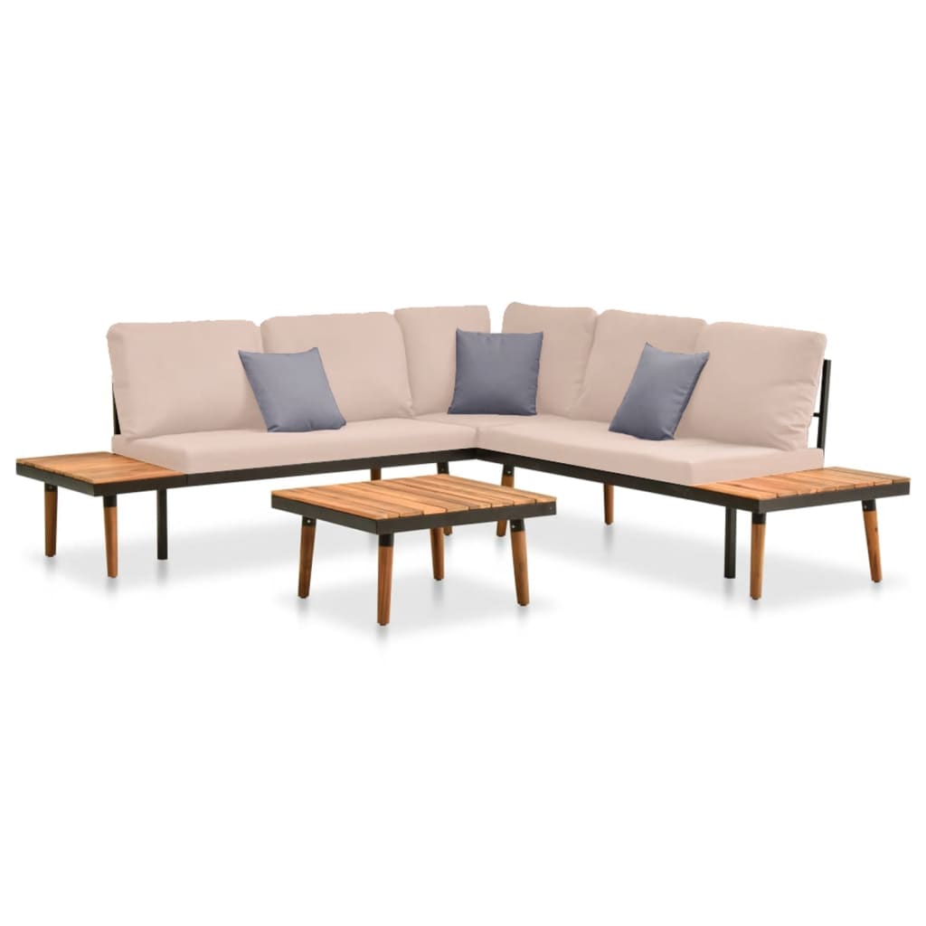 vidaXL Set mobilier de grădină cu perne, 4 piese, lemn masiv de acacia