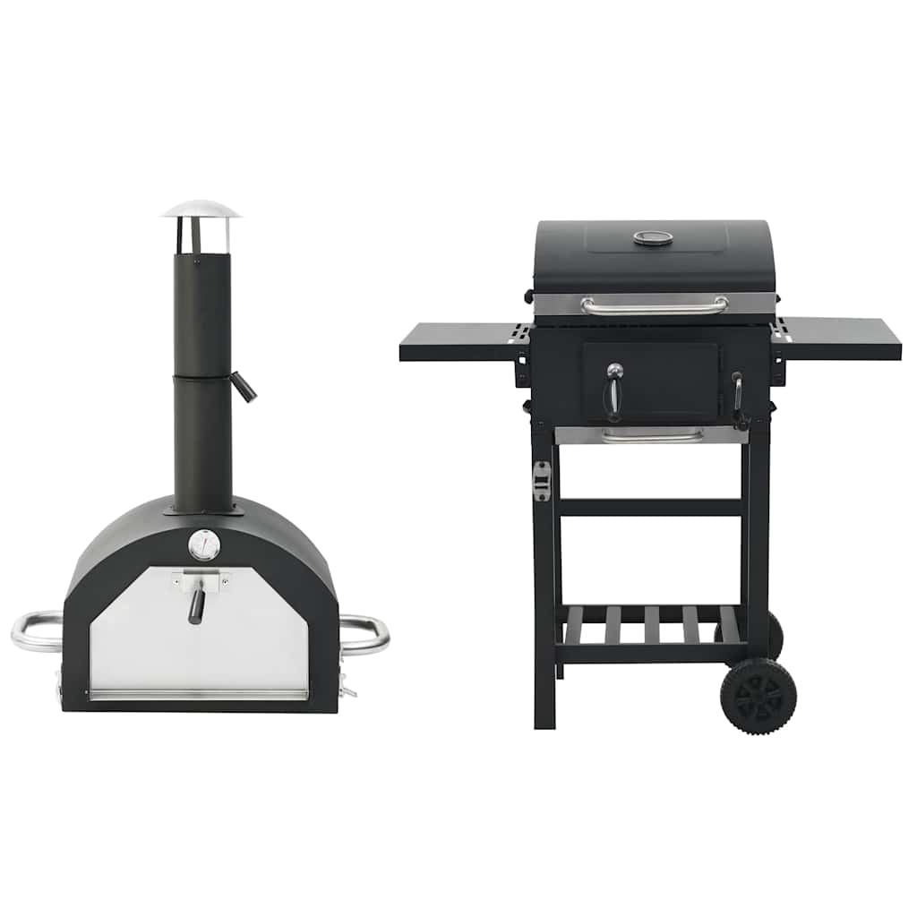 vidaXL 3-in-1 Outdoor-Pizzaofen & Grill Schwarz