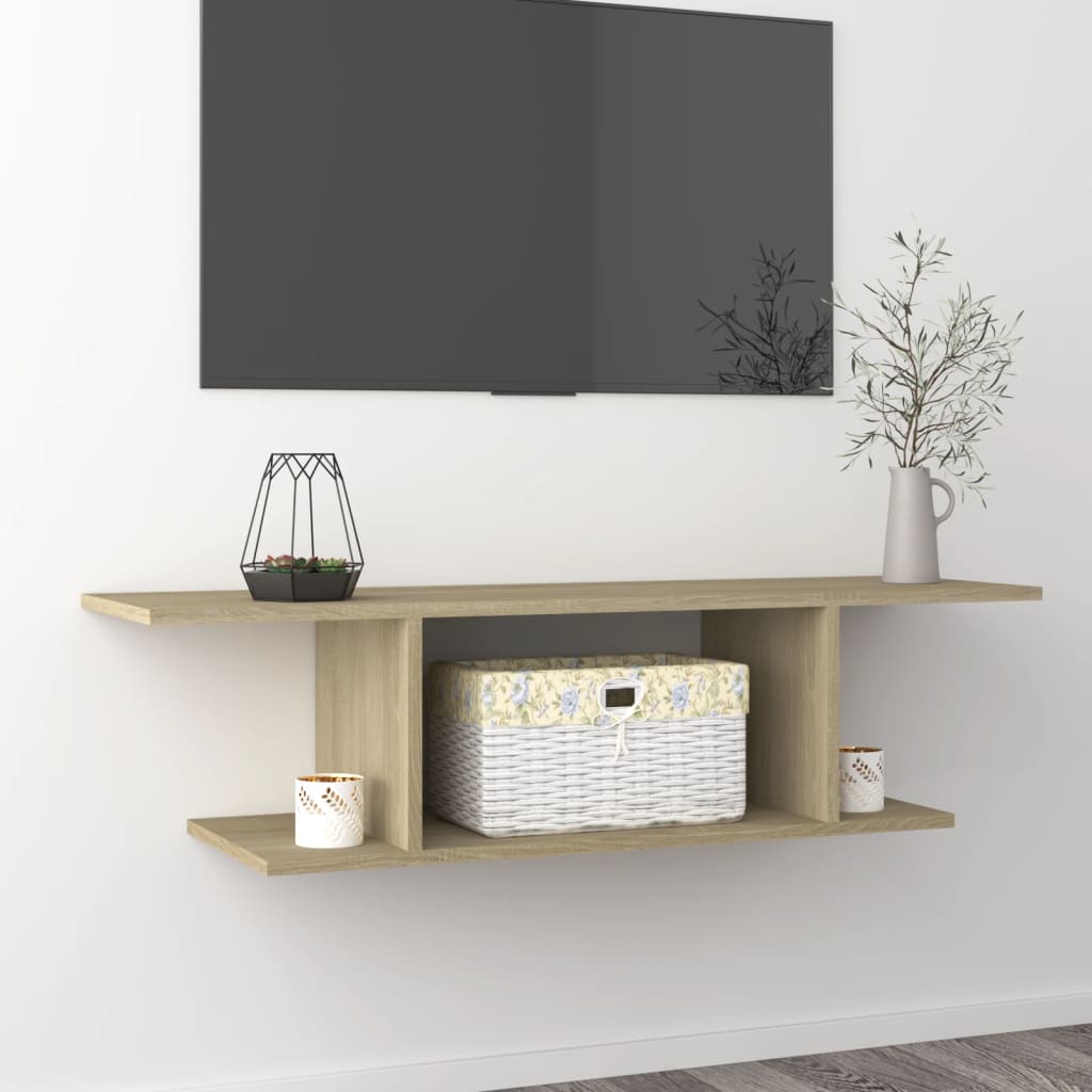 vidaXL Seinäkiinnitettävä TV-taso Sonoma-tammi 103x30x26,5 cm