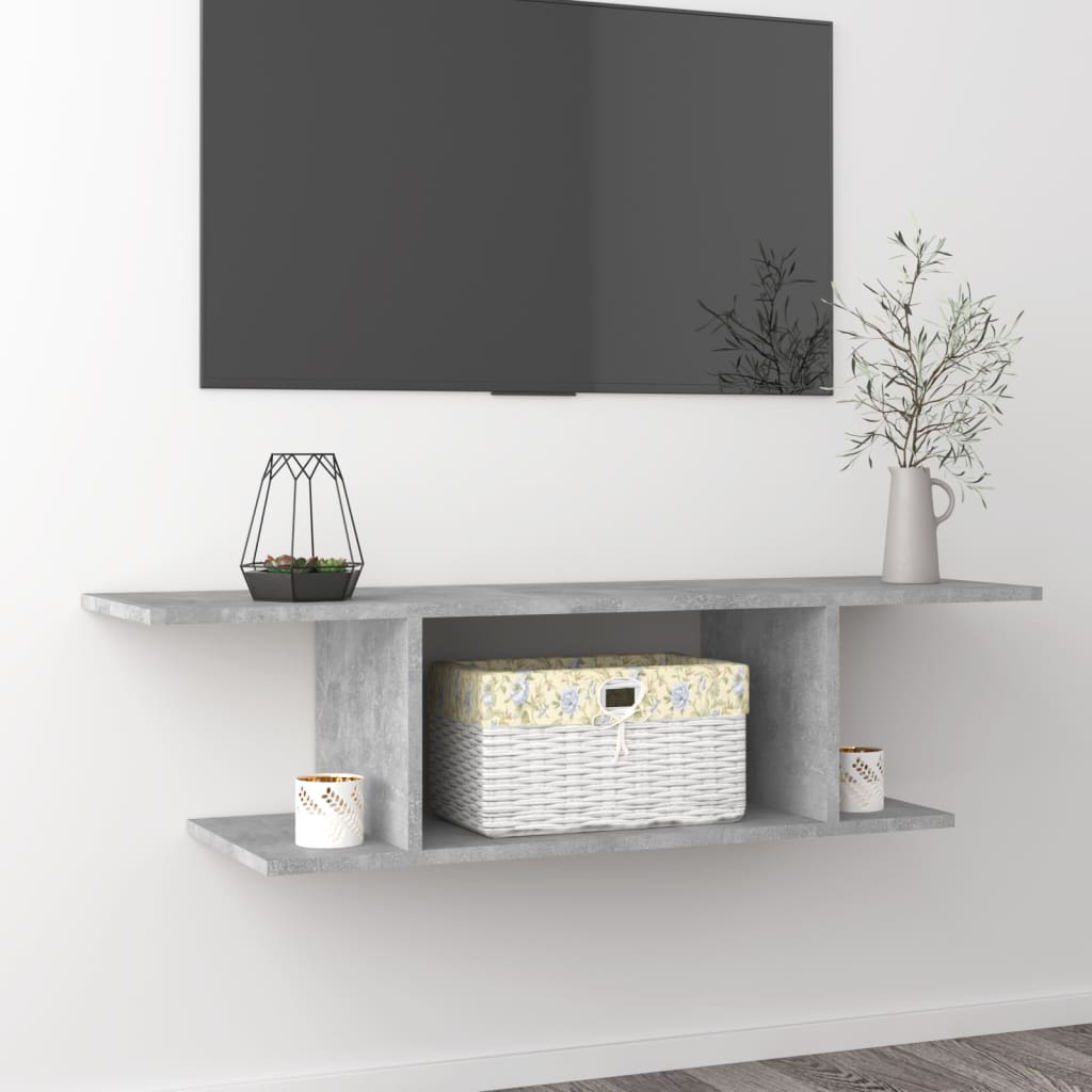 vidaXL Wisz�ca szafka telewizyjna, szaro�� betonu, 103x30x26,5 cm