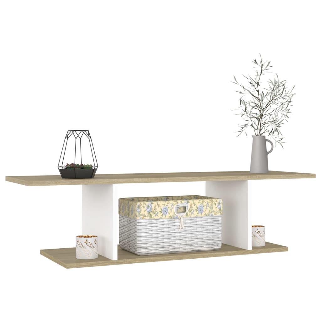 

vidaXL Tv-wandmeubel 103x30x26,5 cm wit en sonoma eikenkleurig
