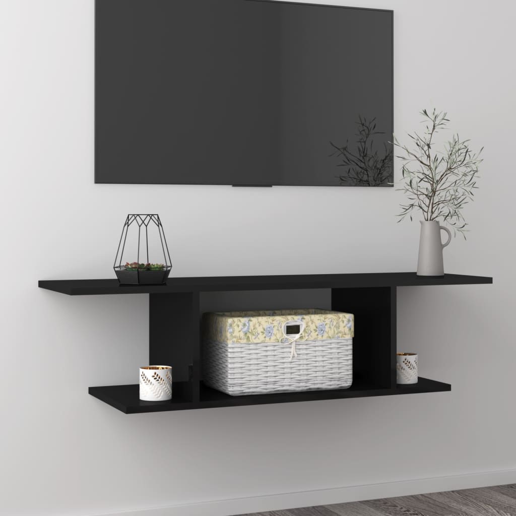Petrashop  Nástěnná TV skříňka černá s vysokým leskem 103 x 30 x 26,5 cm