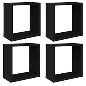 Nástěnné police kostky 4 ks černé 30 x 15 x 30 cm - obrázek 2