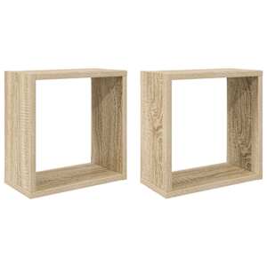 Nástěnné police kostky 2 ks dub sonoma 30 x 15 x 30 cm - obrázek 2