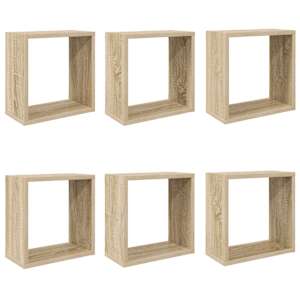 Nástěnné police kostky 6 ks dub sonoma 30 x 15 x 30 cm - obrázek 2