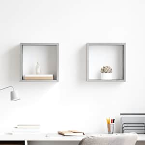 Stenske police kockaste 2 kosa betonsko sive 30x15x30 cm