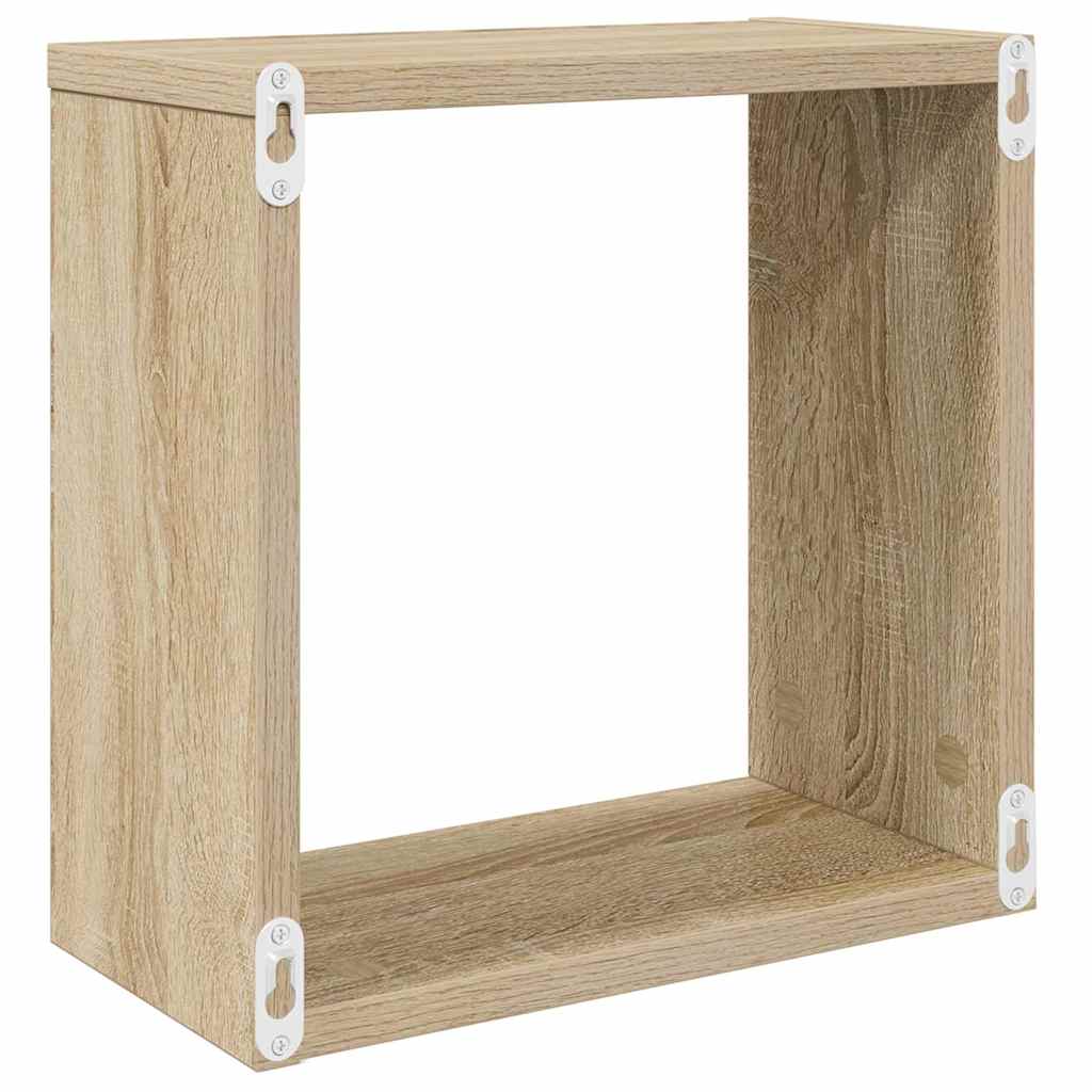 Cube-Shaped wall shelves, 2 pcs., 30X15X30 cm, white, oak