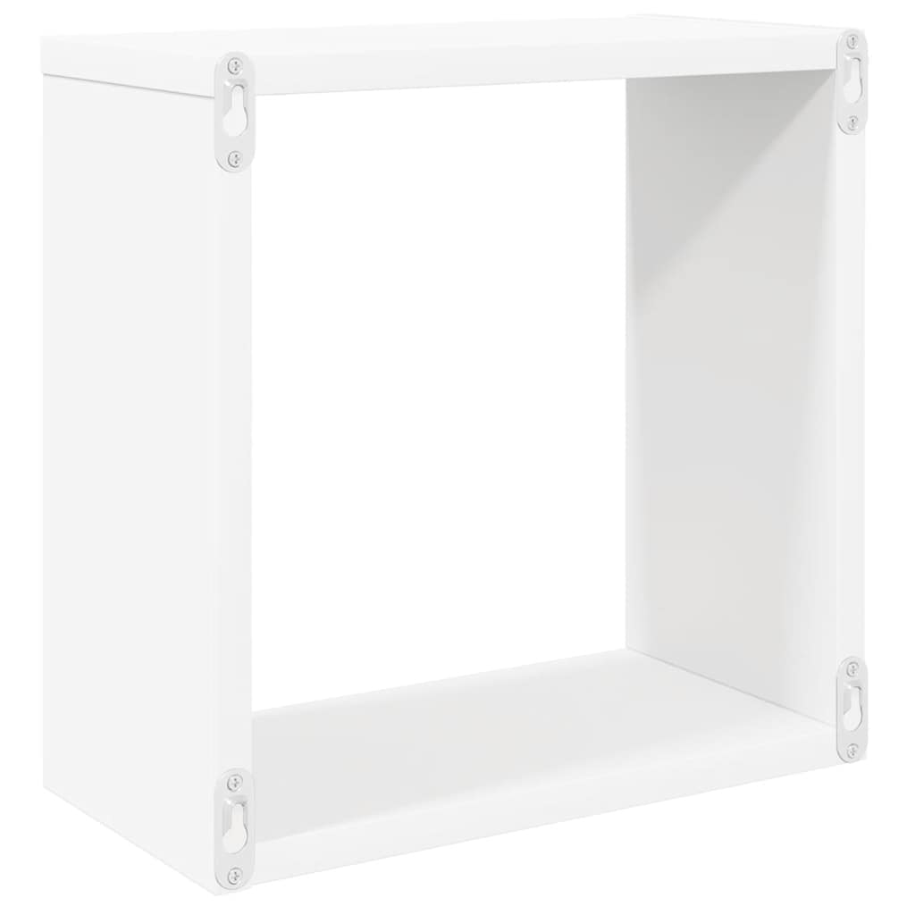 Cube-Shaped wall shelves, 4 pcs., 30x15x30cm, white, oak