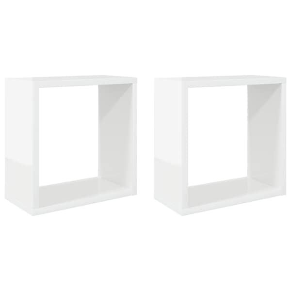 vidaXL kuubikukujulised seinariiulid 2tk k&otilde;rgl&auml;ikega valge 30x15x30 cm