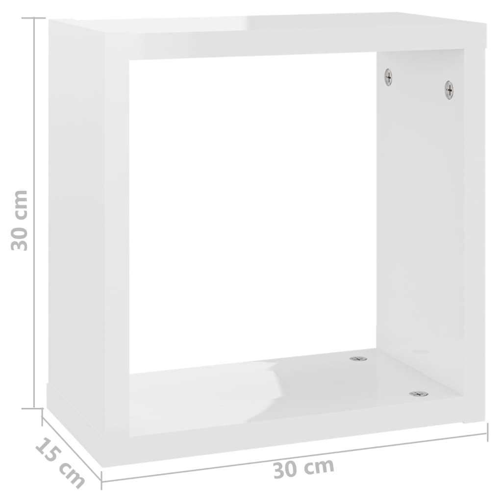 Würfelregale 2 Stk. Hochglanz-Weiß 30x15x30 cm