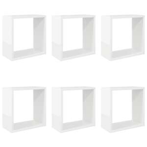 Nástěnné police kostky 6 ks bílé s vysokým leskem 30x15x30 cm - obrázek 2
