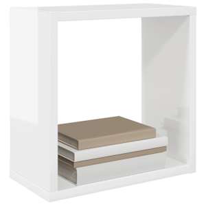 Nástěnné police kostky 6 ks bílé s vysokým leskem 30x15x30 cm - obrázek 4