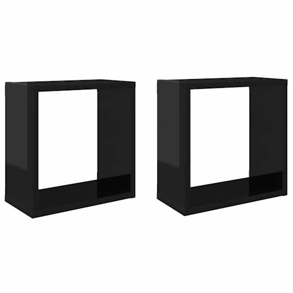 vidaXL kuubikukujulised seinariiulid 2 tk k&otilde;rgl&auml;ikega must 30x15x30 cm