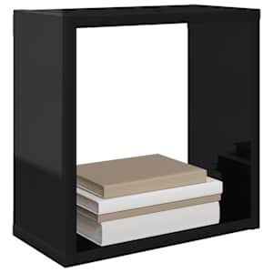 Nástěnné police kostky 6 ks černé s vysokým leskem 30x15x30 cm - obrázek 4