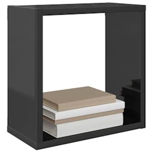 Nástěnné police kostky 6 ks šedé s vysokým leskem 30x15x30 cm - obrázek 4