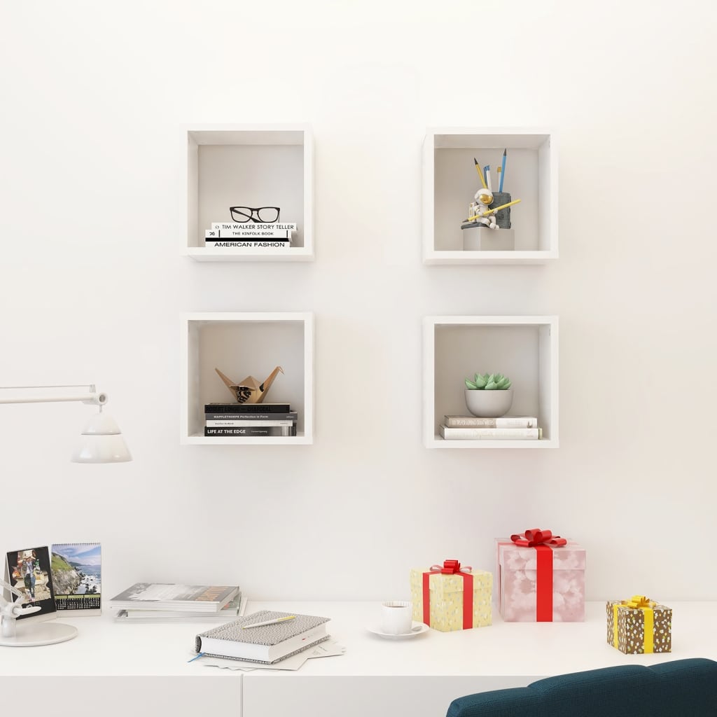 vidaXL Wandschappen kubus 4 st 26x15x26 cm wit