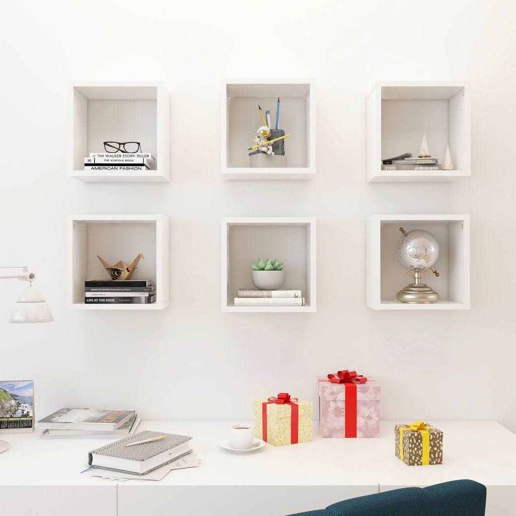 

vidaXL Wandschappen kubus 6 st 26x15x26 cm wit