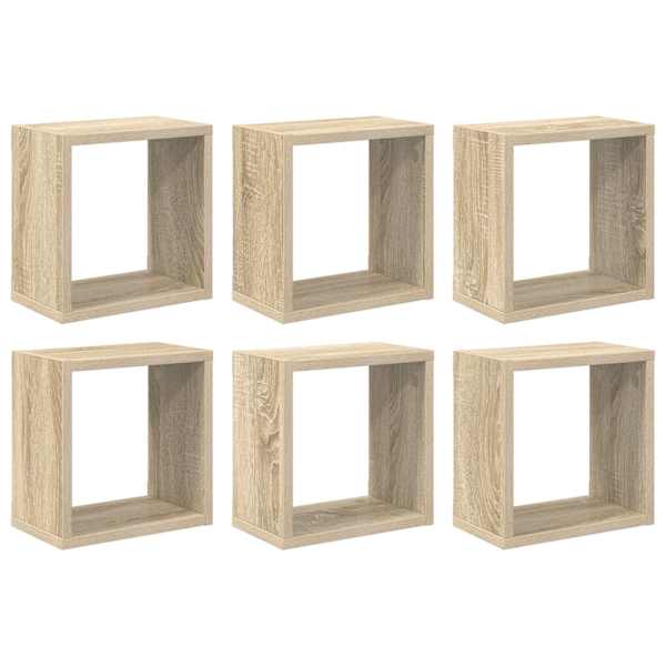 vidaXL kuubikukujulised seinariiulid 6 tk, Sonoma tamm, 26x15x26 cm