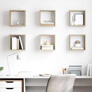 Stenske police kockaste 6 kosov sonoma hrast 26x15x26 cm