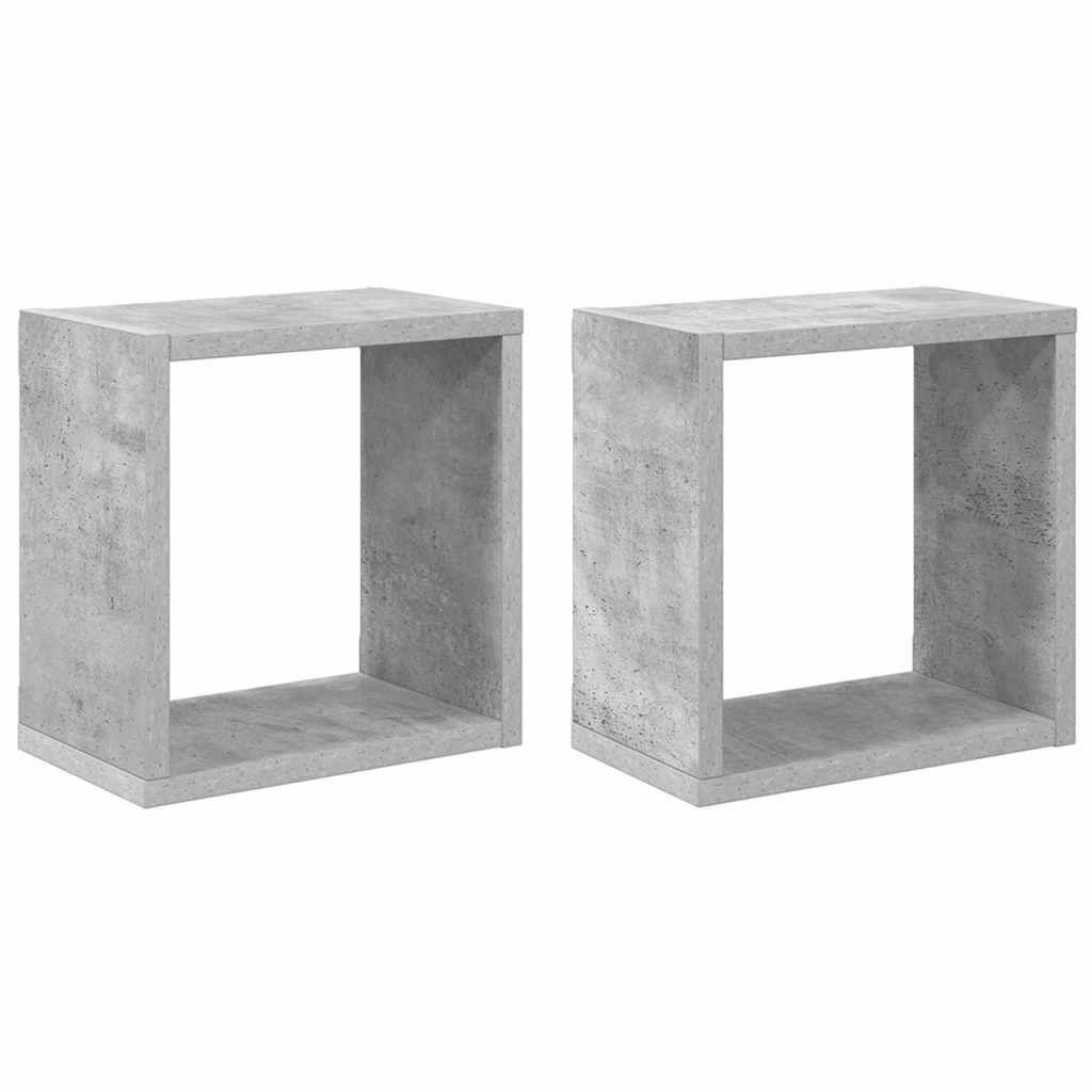 vidaXL Nástěnné police kostky 2 ks betonově šedé 26 x 15 x 26 cm