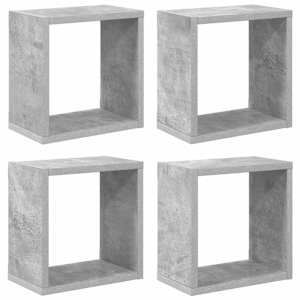 Nástěnné krychlové police 4 ks betonově šedé 26 x 15 x 26 cm - obrázek 2