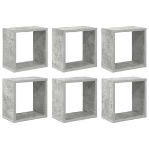 Nástěnné police kostky 6 ks betonově šedé 26 x 15 x 26 cm - obrázek 2