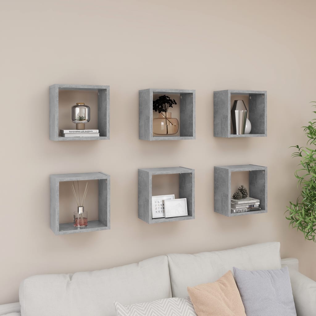 vidaXL Pki cienne kostki, 6 szt., szaro betonu, 26x15x26 cm