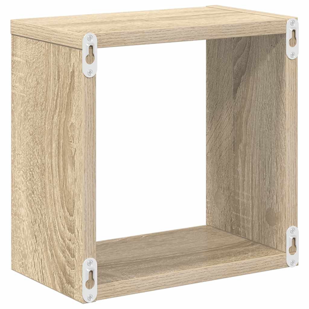Cube-Shaped wall shelves, 6 pcs., 26X15X26 cm, white, oak
