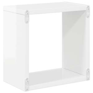 Nástěnné krychlové police 2 ks bílé vysoký lesk 26 x 15 x 26 cm - obrázek 8