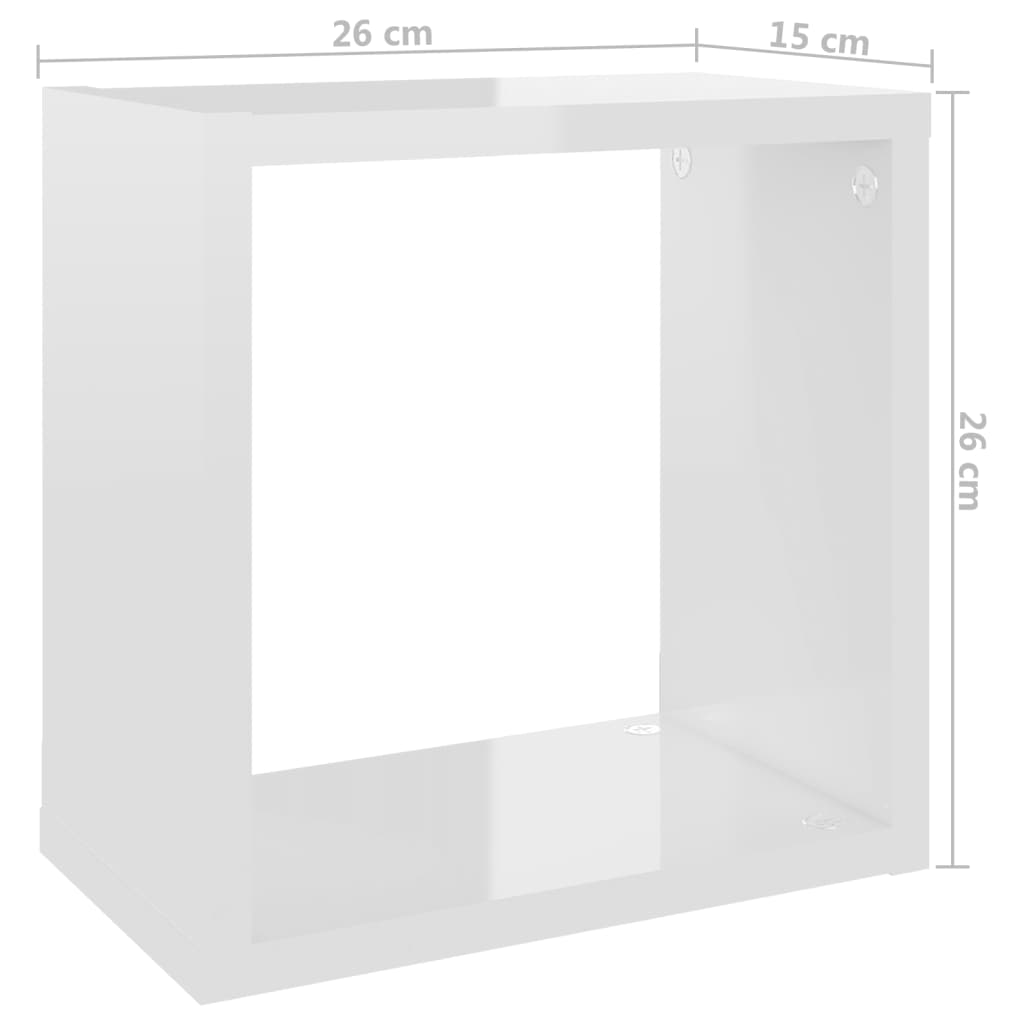 Würfelregale 6 Stk. Hochglanz-Weiß 26x15x26 cm