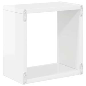 Nástěnné police kostky 6 ks bílé s vysokým leskem 26x15x26 cm - obrázek 8