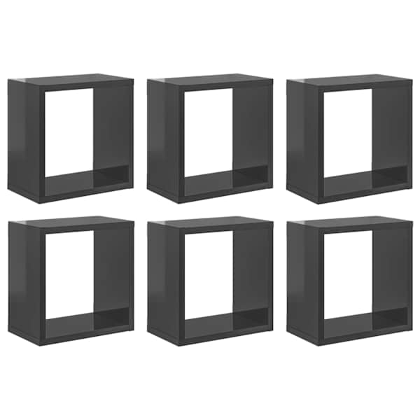 vidaXL kuubikukujulised seinariiulid 6 tk, hall, 26x15x26 cm