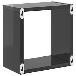 Nástěnné police kostky 6 ks šedé s vysokým leskem 26x15x26 cm - obrázek 8