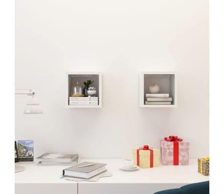 vidaXL Wall Cube Shelves 2 pcs White 22x15x22 cm