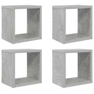 Nástěnné krychlové police 4 ks betonově šedé 22 x 15 x 22 cm - obrázek 2
