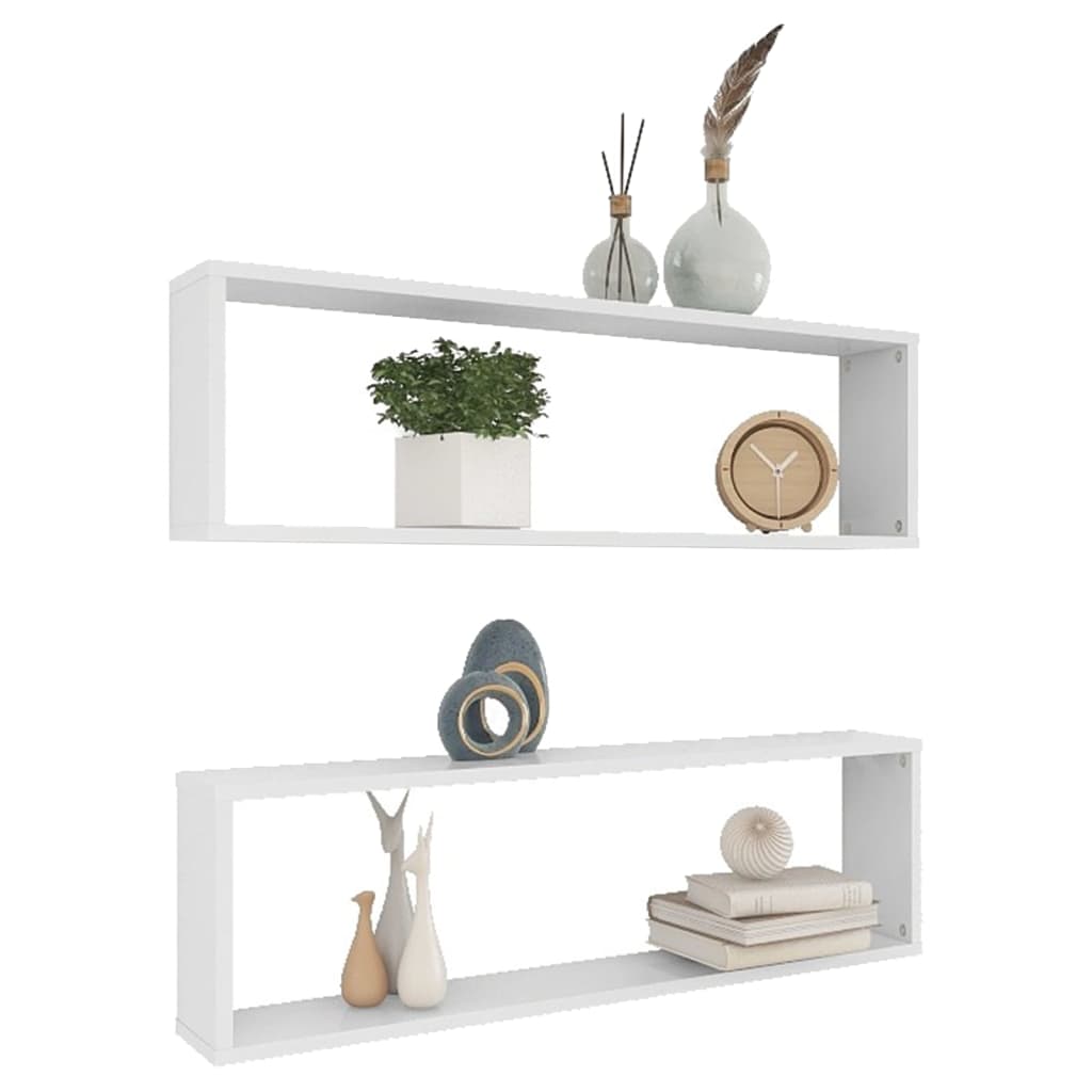 

vidaXL Wandschappen kubus 2 st 100x15x30 cm spaanplaat wit