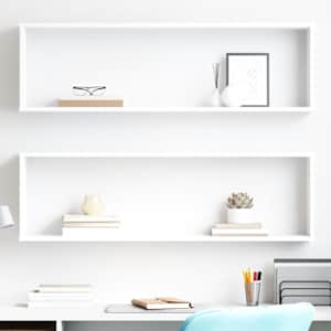 Stenske police kockaste 2 kosa bele 100x15x30 cm iverna plošča