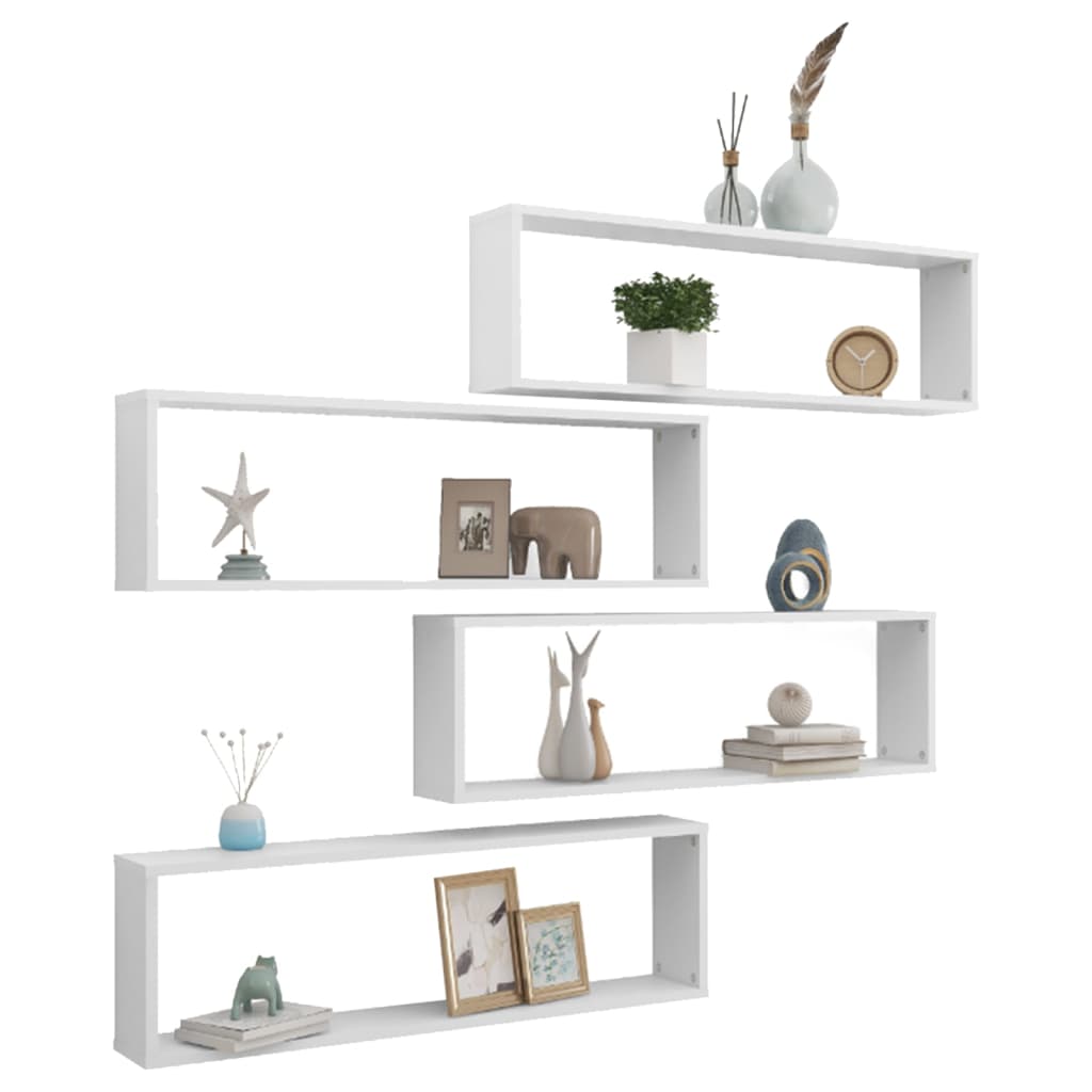 

vidaXL Wandschappen kubus 4 st 100x15x30 cm spaanplaat wit