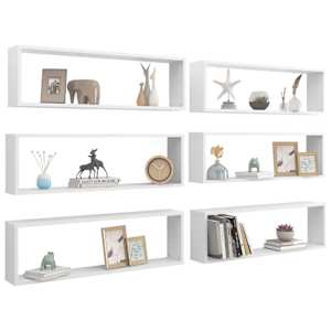 vidaXL Kuutioseinähyllyt 6 kpl valkoinen 100x15x30 cm lastulevy